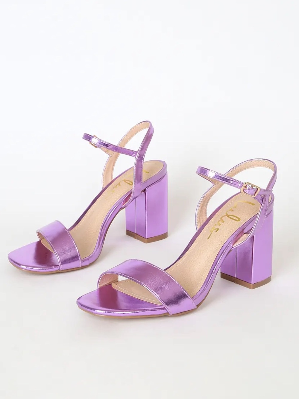 Lulu's Women’s Metallic Lavender Block Heel Sandals Size 6